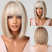 abordables Perruques Synthétiques Sans Bonnet-perruques bob noires pour les femmes perruques bob courtes avec une frange perruques droites pour un usage quotidien remplacement des cheveux cheveux naturels à la recherche d&#039;une fille utilisation