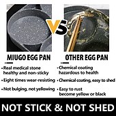 economico Utensili uovo-Padella antiaderente a 4 fori con manico in legno - perfetta per uova, pancake, hamburger &amp; Di più!