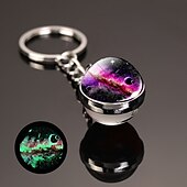 abordables Pendentifs et ornements pour voiture-lune porte-clés système solaire planète porte-clés galaxie nébuleuse espace porte-clés terre soleil mars jupiter saturne image double face boule de verre porte-clés