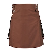 baratos Partes inferiores-kilts utilitários escoceses para homens kilt plissado de linho retrô vintage medieval punk gótico steampunk