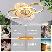 billige Lamper til takvifte-takvifte med lys dimbar sirkeldesign krystall 62cm 6 vindhastigheter moderne takvifte for soverom, stue app&amp;amp; fjernkontroll 110-240v