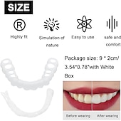 preiswerte Persönliche Pflege &amp; Gesundheit-1 Packung Silikon-Zahnaufhellung, Zahnspangen, Simulationsprothese, obere Zähne, untere Zähne, Set mit Box, perfektes Lächeln