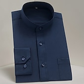 abordables Camisas de vestir para hombres-Hombre Camisa para Vestido Resistente a las arrugas Camisa de cuello Camisas de esmoquin Plano Boda Fiesta Rosa Claro Negro / Blanco Blanco Azul Marino Manga Larga Escote Cuadrado Primavera Otoño Ropa