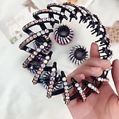 abordables Accessoires de coiffure-1 pc strass nid forme pince à cheveux élégant bun maker queue de cheval titulaire cheveux griffe coiffure accessoire