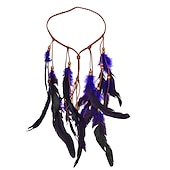 economico Accessori per acconciature-copricapo boho copricapo di piume accessori piuma fascia elastica zingara festival copricapo fantasia indiana anni &#039;70