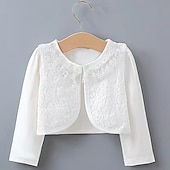 cheap Outerwear-Kids Girls&#039; Blazer Solid Color Fashion Lace Outdoor Cotton Coat Outerwear 2-12 Years Summer Black White Beige