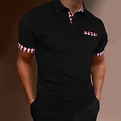 preiswerte Klassisches Poloshirt für Herren-Herren Poloshirt Golfhemd Casual Festtage Kargen Kurzarm Modisch Basic Glatt Klassisch Sommer Regular Fit Schwarz Weiß Dunkelmarine Poloshirt