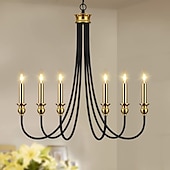 economico Lampadari-lampadario in stile candela a 6 luci 26 &quot;lampada a sospensione classica classica semplice, plafoniera a isola da cucina per ingresso, corridoio, foyer della sala da pranzo