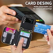 baratos Capa Samsung-Capa de Telefone Para Samsung Galaxy Z Flip 6 Z Flip 5 Z Flip 4 Z Flip 3 Capa de Carteira Portátil Com Zíper Slot para Cartão Colorido Sólido PC Couro PU