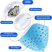 baratos Luzes Subaquáticas-Luz de piscina flutuante Padrão de peixe Lâmpada de piscina à prova d&#039;água Brinquedos de banheira para bebês Luzes flutuantes que mudam de cor 6 modos Led Luzes flutuantes que mudam de cor Decoração