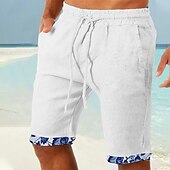 baratos Feriado-Homens Calção Shorts de verão Shorts de praia Patchwork Com Cordão Cintura elástica Tecido Conforto Respirável Curto Casual Diário Feriado Moda Estilo Clássico Branco Rosa