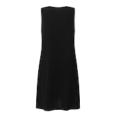 cheap Design Cotton &amp; Linen Dresses-Women&#039;s Black Yellow khaki Summer Spring Midi Dress Linen-Inspired Dresses Casual Dress Cotton Linen Dress Basic Casual Outdoor Vacation Daily Regular Fit Pure Color V Neck