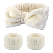 baratos Acessórios de penteados-Conjunto de 3 peças de faixa para lavar o rosto e pulseira, faixa de spa macia para maquiagem, cuidados com a pele, toalhas de pulso, pulseiras para lavar o rosto