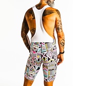 baratos Conjuntos de Roupa de Homem-Homens Camisa com Bermuda Bretelle Manga Curta Ciclismo de Montanha Ciclismo de Estrada Verão Amarelo Geométrica Moto Tapete 3D Secagem Rápida Bolso Traseiro Pavio Humido Respirável Elastano Esportes