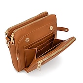 levne Tašky přes rameno-Dámské Crossbody kabelka Taška přes rameno Aktovka PU kůže Nakupování Denní Zip Nastavitelná Velká kapacita Voděodolný Pevná barva Vínově rudá Černá Hnědá