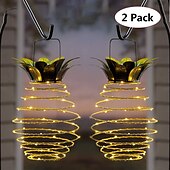 economico Luci paesaggistiche-Lampada Solare Ananas Lanterna In Ferro Lampada Led In Filo Di Rame Lampada Da Esterno Impermeabile Da Giardino Decorativa A Sospensione