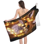 cheap Beach Towel Sets-1PC Beach Swimming Towels Tiger Lion Wolf Cartoon Animal Pattern Printing Folded Quick-Dry Soft Towels Home Decor Travel