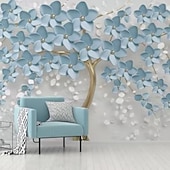 cheap Wallpaper-Cool Wallpapers Wall Mural Flower Wallpaper Wall Sticker Covering Print Adhesive Required Forest 3D Effect Floral Flower Canvas Home Décor