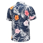 olcso Trópusi növények-Férfi Virágos Kókuszfa Busz Ing Hawaii ing Aloha ing Rövid ujjú Ing Térfogatcsökkenés Divat Utcai sikk Dizájn Szabadtéri Utca Hétköznapi Fekete Sárga Sötétkék S M L