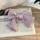 cheap Hair Styling Accessories-Big Satin Layered Hair Bows for Women Girls 7 Inch Pink Blue Barrette Hair Clip Large Ribbon Bows Style Hair Accessories