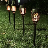 お買い得  経路ライト＆ランタン-2/4 個ソーラーライト屋外ソーラートーチライトちらつき炎付き 12 LED ハロウィン装飾 Waterpoof 風景自動オン/オフ庭パティオ家の装飾ランタン