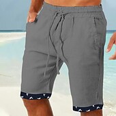 baratos Feriado-Homens Calção Shorts de verão Shorts de praia Patchwork Com Cordão Cintura elástica Tecido Conforto Respirável Curto Casual Diário Feriado Moda Estilo Clássico Branco Azul