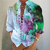 preiswerte Pflanzen Muster-Herren Blumen Hemd Knopfhemd Langarm Modisch Designer Brautkleider schlicht Urlaub Täglich Ausgehen Herbst Frühling Sommer Ständer Bedruckt Weiss + rot Schwarz Weiß Gelb Rosa