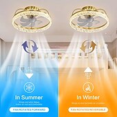 cheap Ceiling Fan Lights-Ceiling Fan with Light Dimmable Circle Design Crystal 50cm 6 Wind Speeds Modern Ceiling Fan for Bedroom, Living Room App &amp; Remote Control 110-240V