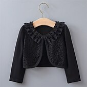 cheap Outerwear-Kids Girls&#039; Blazer Solid Color Fashion Lace Outdoor Cotton Coat Outerwear 2-12 Years Summer Black White Beige