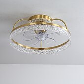 cheap Ceiling Fan Lights-Ceiling Fan with Light Dimmable Circle Design Crystal 50cm 6 Wind Speeds Modern Ceiling Fan for Bedroom, Living Room App &amp; Remote Control 110-240V