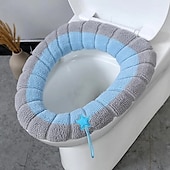 お買い得  トイレのふたとタンクカバー-柔らかい便座カバーパッド 厚くて暖かい 伸縮性のある洗える布 トイレはすべての楕円形の便座にフィットします
