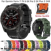 Χαμηλού Κόστους Ζώνες ρολογιών Garmin-Παρακολουθήστε το συγκρότημα για Γκάρμιν Fenix 7 7X 6 6X Pro Epix Pro 47mm 51mm Instinct 2X Approach S70 47mm S62 S60 Forerunner 955 945 Epix Marq Descent Quatix 22mm 26mm σιλικόνη Αντικατάσταση Λουρί