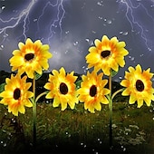 economico Illuminazione vialetto-luci a girasole alimentate ad energia solare, luci solari da giardino, paletti decorativi per fiori da giardino a LED per esterni per decorazioni di vialetti e prati