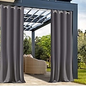 billiga Vattentäta gardiner-vattentäta utomhusgardiner för inomhusbröllop uteplats tjock sekretesshylsa gardiner för bröllop sovrum, vardagsrum, veranda, pergola, cabana, 1 panel