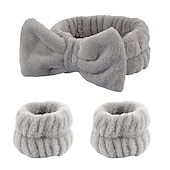 baratos Acessórios de penteados-Conjunto de 3 peças de faixa para lavar o rosto e pulseira, faixa de spa macia para maquiagem, cuidados com a pele, toalhas de pulso, pulseiras para lavar o rosto
