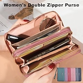 baratos saco de telefone universal-Carteira feminina longa, bolsas femininas, porta-moedas, porta-cartões, carteiras com zíper duplo, embreagem de couro pu, dinheiro de luxo, bolsa para telefone