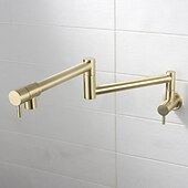 cheap Wall Mount-Pot Filler Bathroom Faucet Only Cold Water Stainless Steel, Brushed Golden Nickel Foldable Sink Wall Mount Folding Fill Pot Basin Tap Double Joint Swing Arm Single Hole 2 Handle