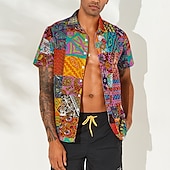 voordelige Bovenkanten-Jaren &#039;60 Hippie Jaren &#039;70 Blouse / overhemd Hippie Schijf Grote maten Voor heren Vrijgezellenfeest Prideparade Trots maand Volwassenen Blouse