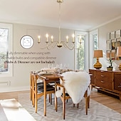 cheap Chandeliers-Gold Chandelier 6-Light Modern Brass Farmhouse Chandelier Wrought Iron Classic Candle Ceiling Pendant Light Fixture for Dining Room Living Room Kitchen Island Entry Stairwell, Dia 35&quot; 110-240V