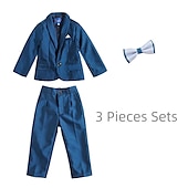 cheap Boy&#039;s Formal Suit-Boys 3D Solid Color Suit &amp; Blazer Formal Set Clothing Set Long Sleeve Spring Fall Vintage Tuxedo Gentle Cotton Kids Toddler 3-13 Years Formal Party Birthday Regular Fit