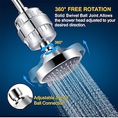 cheap Rain Shower-4/6 inch Rainfall Shower Head Set, 5 Mode Sprayer Showerhead with Water Filter, 360-degree Rotation High Pressure Overhead Shower Head Arm Chrome Black Silver
