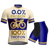 お買い得  男性用衣料品セット-男性用 ショーツ付きサイクリングジャージー 半袖 マウンテンサイクリング ロードバイク 夏 春 ブラック ワイン カーキ色 グラフィック 文字＆番号 おかしい バイク 3Dパッド 速乾性 後ポケット 吸汗性 高通気性 スパンデックス スポーツ 衣類