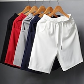 billiga Vardagsshorts-Herr Aktiv Shorts Casual shorts Ficka Snörning Elastisk dragsko-design Ensfärgat Komfort Andningsfunktion Kort Utomhussport Ledigt Dagligen Mode Streetwear Svart Vit Microelastisk