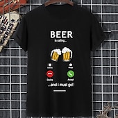 levne Pánské grafické tričko-Pánské Grafické tisky Barmanské pivo Tričko Grafická trička 100% bavlna Krátký rukáv Grafický Košile Černá Pohodlné tričko Venkovní ulice Módní návrhář oblečení