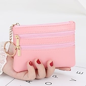 abordables tarjeteros y estuches-1 Uds. Monedero de cuero para hombre y mujer, tarjetero, cartera de mano, mini bolso de cambio con cremallera doble