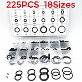 cheap Vehicle Repair Tools-225Pcs Rubber O-Ring Washer Seals Assortment Black For Car 18 Sizes
