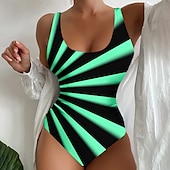 abordables Maillots de bain une pièce-Maillots de bain pour femmes Une pièce Maillot de bain Normal Imprimé Rayé Vêtement de plage Été Maillots de bain