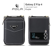 baratos Capa Samsung-Capa de Telefone Para Samsung Galaxy Z Flip 6 Z Flip 5 Z Flip 4 Z Flip 3 Capa de Carteira Portátil Com Zíper Slot para Cartão Colorido Sólido PC Couro PU