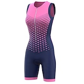 economico Abbigliamento Triathlon Donna-Per donna Tuta da triathlon Senza maniche Ciclismo da montagna Cicismo su strada Rosa scuro Giallo Rosa Pop art Bicicletta Traspirante Asciugatura rapida Elastene Gli sport Pop art Fantasia geometrica