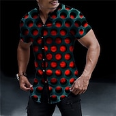 billiga 3D-mönster-Herr 3D Print Skjorta Knapp upp skjorta Kortärmad Mode Designer Ledigt Semester Ledigt Utekväll Vår &amp; sommar Hög krage Mönster Svart Gul Rubinrött Blå Himmelsblå